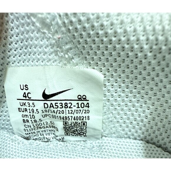 Nike Court Legacy Toddler Baby 4c Triple White Sneaker No Tie Shoes Stretch Easy - Picture 10 of 11